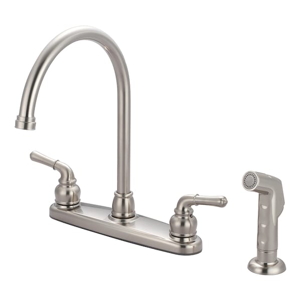 Olympia Faucets Two Handle Kitchen Faucet, NPSM, Standard, Brushed Nickel, Number of Holes: 4 Hole K-5342-BN - main